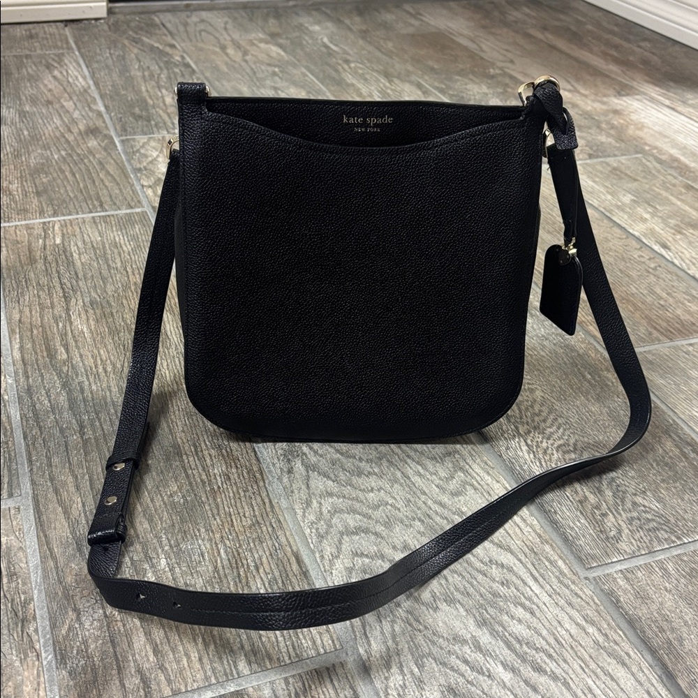 Kate Spade New York Margaux Large Black Leather Cross Body Bag MSRP $258.00